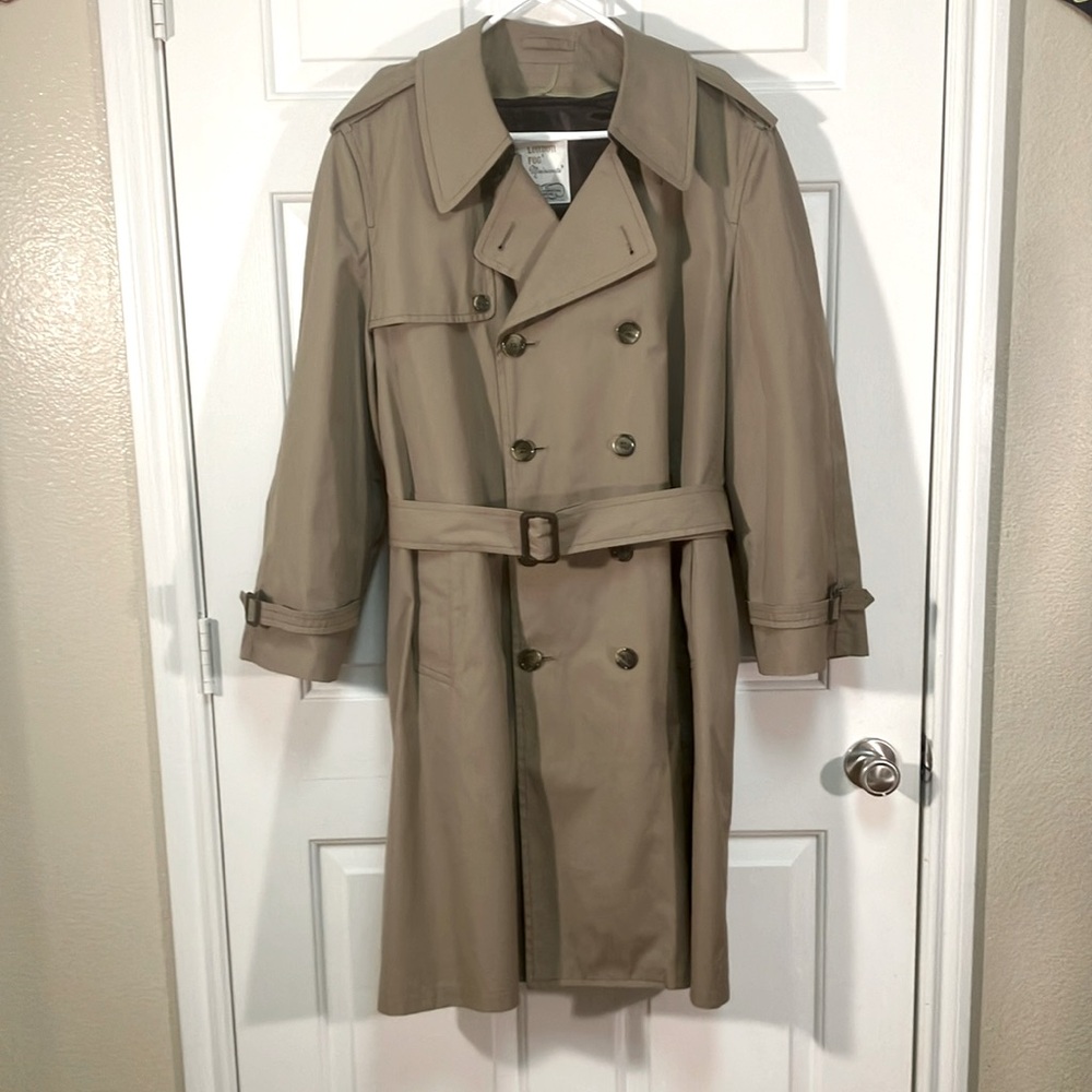 LONDON FOG Men's Iconic Double Breasted Trench Coat Zip-Out Liner Sz42R Like New